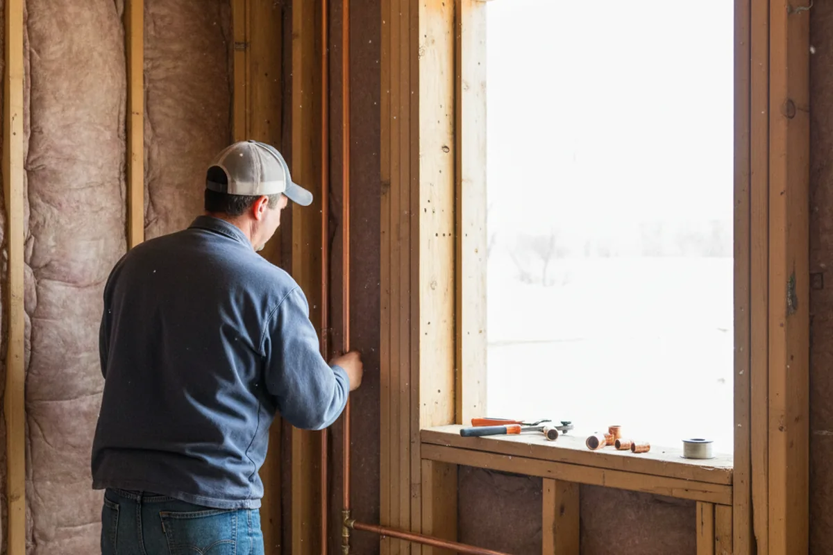 Licensed plumber running new copper supply lines in a Gordo home