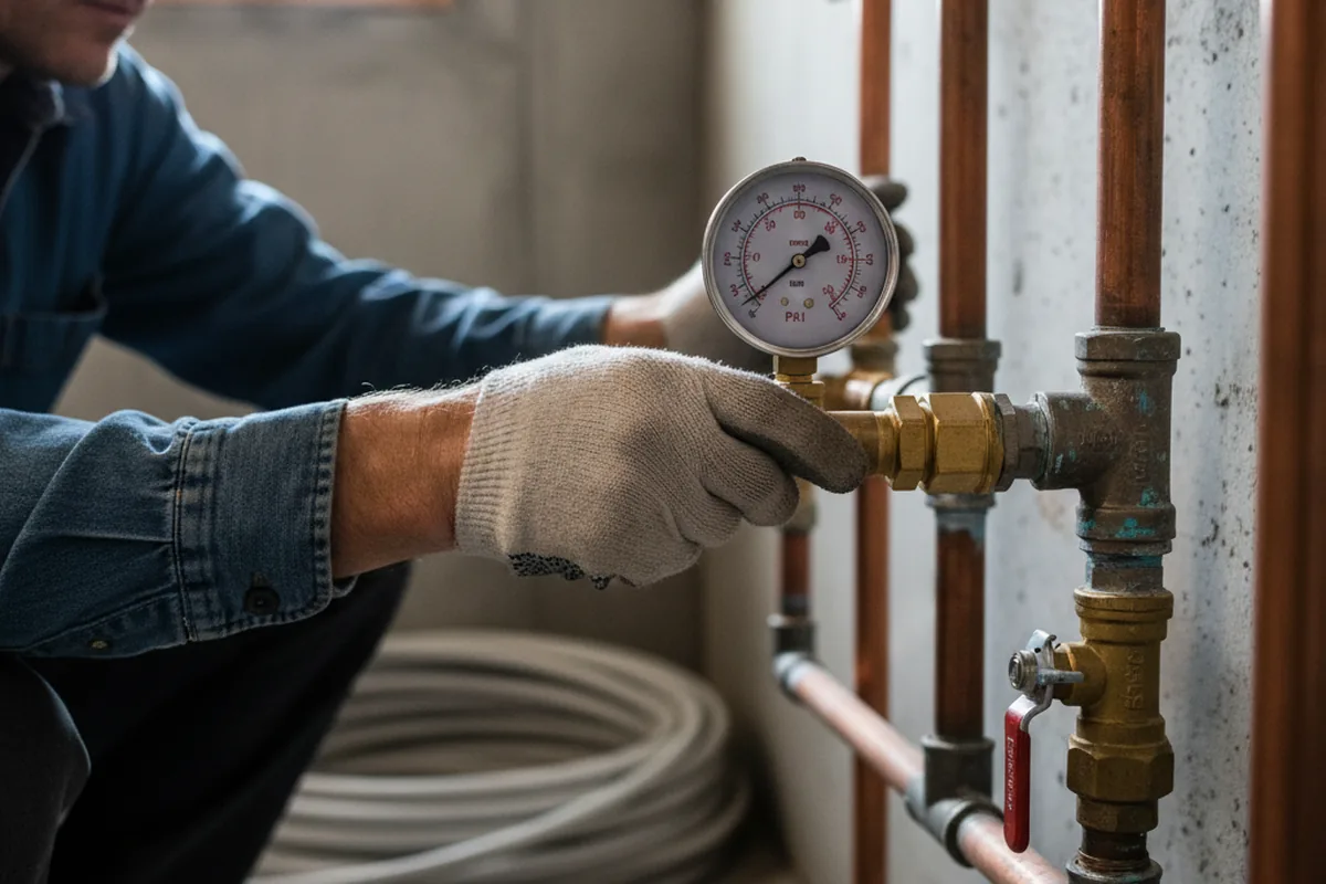 Pressure testing a repaired line during Water Line Repair in Gordo